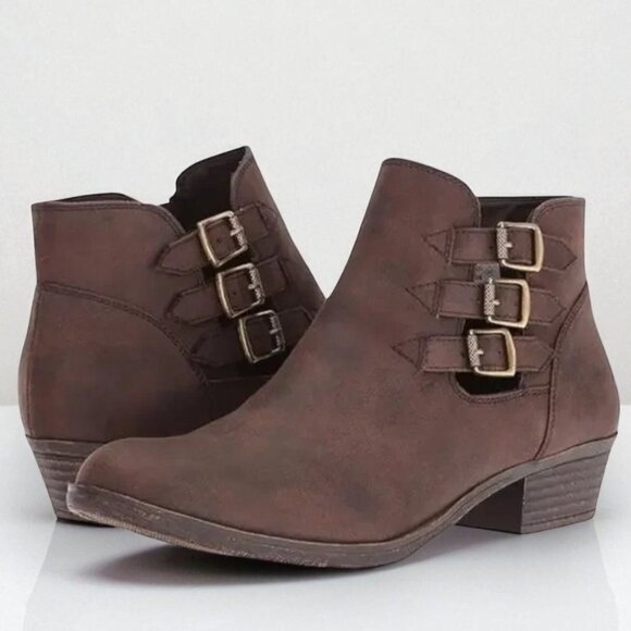 Sugar Shoes - Sugar Tikki Brown Block Heel Ankle Booties Size 6.5